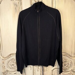 Men’s Joseph JOSABANK Merino Wool Blend Zip Front Long Sleeve Sweater Size L